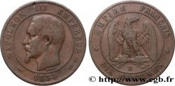 Dix centimes Napoléon III, tête nue 1854 Rouen F.133/11