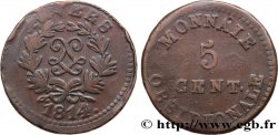 5 cent. Anvers au double L, frappe de l’arsenal de la marine 1814 Anvers F.115E/1