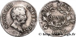 Quart (de franc) Napoléon Empereur, Calendrier grégorien 1806 Paris F.159/1