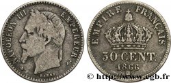 50 centimes Napoléon III, tête laurée 1866 Strasbourg F.188/10