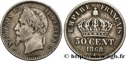 50 centimes Napoléon III, tête laurée 1868 Paris F.188/19