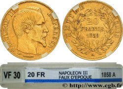 FAUX de 20 francs or Napoléon III, tête nue, Montecatini 1858 Paris F.531/13 var.