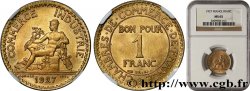 1 franc Chambres de Commerce 1927 Paris F.218/9 FDC65 NGC