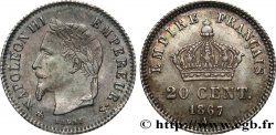 20 centimes Napoléon III, tête laurée, grand module 1867 Paris F.150/1