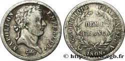 Demi-franc Napoléon Ier tête laurée, République française 1808 Paris F.177/2