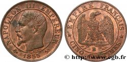 Cinq centimes Napoléon III, tête nue 1855 Rouen F.116/19