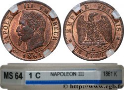 Un centime Napoléon III, tête laurée 1861 Bordeaux F.103/3