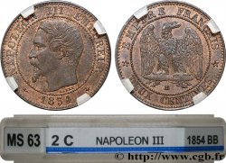 Deux centimes Napoléon III, tête nue 1854 Strasbourg F.107/11