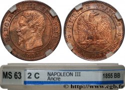 Deux centimes Napoléon III, tête nue 1855 Strasbourg F.107/24