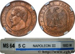 Cinq centimes Napoléon III, tête nue 1853 Lille F.116/7