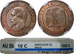 Dix centimes Napoléon III, tête nue 1855 Lyon F.133/25