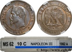 Dix centimes Napoléon III, tête laurée 1862 Paris F.134/5