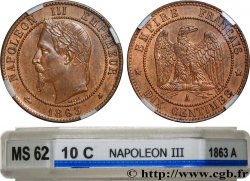 Dix centimes Napoléon III, tête laurée 1863 Paris F.134/8