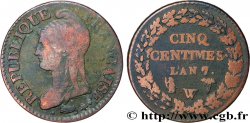 Cinq centimes Dupré, grand module 1799 Lille F.115/73