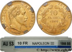 10 francs or Napoléon III, tête laurée 1866 Strasbourg F.507A/14