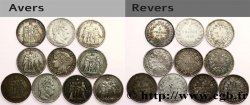 Lot de dix écus de 5 francs n.d. F.-/