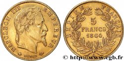 5 francs or Napoléon III, tête laurée 1864 Paris F.502/5
