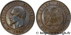Dix centimes Napoléon III, tête nue 1856 Rouen F.133/34