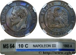 Dix centimes Napoléon III, tête laurée 1865 Paris F.134/16