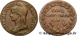 Cinq centimes Dupré, grand module 1799 Paris F.115/46 TTB50