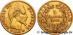 5 francs or Napoléon III, tête nue, grand module 1859 Strasbourg F.501/8