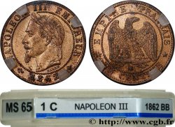 Un centime Napoléon III, tête laurée, petit BB 1862 Strasbourg F.103/5