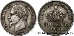 50 centimes Napoléon III, tête laurée 1864 Paris F.188/2