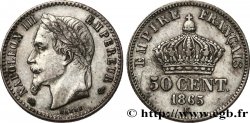50 centimes Napoléon III, tête laurée 1865 Bordeaux F.188/8