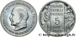 Essai grand module de 5 francs Pétain en aluminium par Bazor et Galle 1942 Paris GEM.143 3 MS64