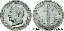 Essai de 5 francs Pétain en aluminium, 3e projet de Bazor (type adopté) 1941 Paris GEM.142 62 MS63
