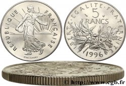 5 francs Semeuse, nickel, BE (Belle Épreuve), tranche striée 1996 Pessac F.341/32 var. MS