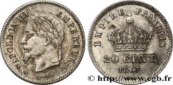 20 centimes Napoléon III, tête laurée, grand module 1867 Paris F.150/1