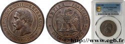 Dix centimes Napoléon III, tête nue, différent ancre 1855 Strasbourg F.133/24