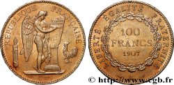100 francs or Génie, tranche inscrite en relief Liberté Égalité Fraternité 1907 Paris F.553/1