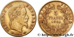5 francs or Napoléon III, tête laurée 1864 Paris F.502/5