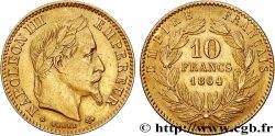 10 francs or Napoléon III, tête laurée 1864 Strasbourg F.507A/7