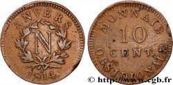 10 cent. Anvers à l’N, frappe de l’atelier de Wolschot 1814 Anvers F.130A/4