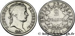 2 francs Napoléon Ier tête laurée, Empire français 1811 Toulouse F.255/32 VF