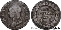 Cinq centimes Dupré, grand module, double cédille 1800 Paris F.115/85