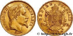 20 francs or Napoléon III, tête laurée, petit BB 1867 Strasbourg F.532/16