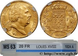 20 francs or Louis XVIII, tête nue 1824 Paris F.519/31 SPL63 GENI