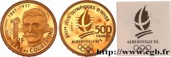 Belle Épreuve Or 500 francs - Pierre de Coubertin 1991 Pessac F5.1809 1