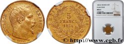 5 francs or Napoléon III, tête nue, petit module, tranche lisse 1854 Paris F.500/1