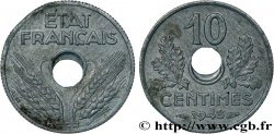10 centimes État français, petit module, doublement fauté 1943 F.142/2 var.