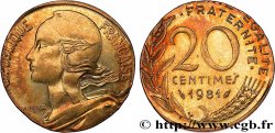 20 centimes Marianne, frappe fautée sur flan de 10 centimes Marianne 1981 Pessac F.156/21 var.