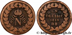 Un décime à l’N couronnée 1814 Strasbourg F.131/3