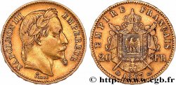 20 francs or Napoléon III, tête laurée, Grand BB 1867 Strasbourg F.532/17