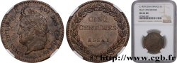 Essai de cinq centimes, surfrappé sur une pièce de 12 deniers n.d.  VG.2799 var. SUP62 NGC