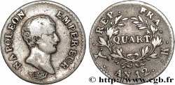 Quart (de franc) Napoléon Empereur, Calendrier révolutionnaire 1804 Bordeaux F.158/5