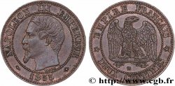 Deux centimes Napoléon III, tête nue, différent levrette 1855 Strasbourg F.107/23